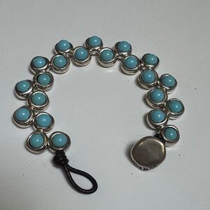 UNO de 50 vintage Turquoise Cabochon Silver-Link Bracelet